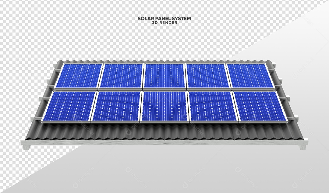 Elemento 3D Para Composição Teto Com Placas de Energia Solar PSD