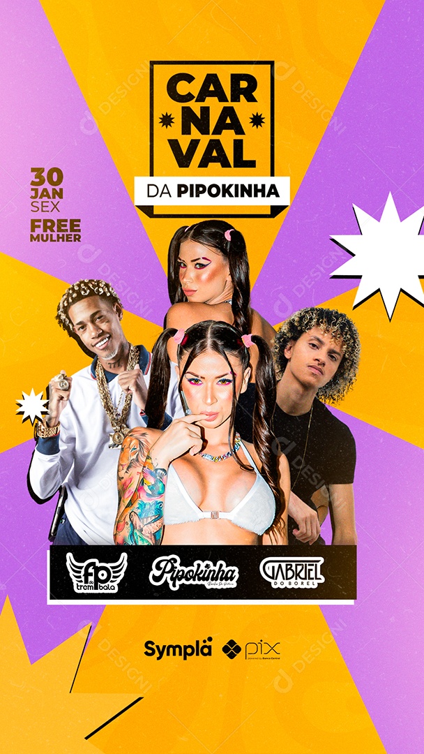Story Carnaval da Pipokinha Flyer Social Media PSD Editável