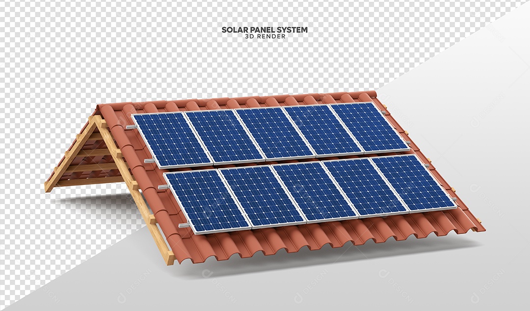 Elemento 3D Para Composição Teto Com Placas de Energia Solar PSD