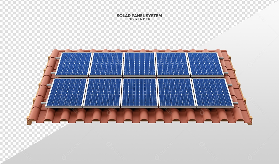 Elemento 3D Para Composição Teto Com Placas de Energia Solar PSD
