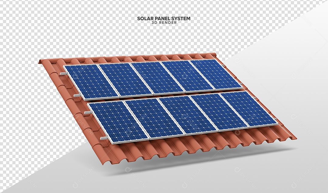 Elemento 3D Para Composição Teto Com Placas de Energia Solar PSD