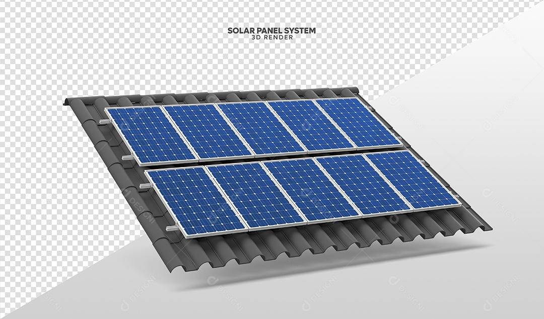 Elemento 3D Para Composição Teto Com Placas de Energia Solar PSD