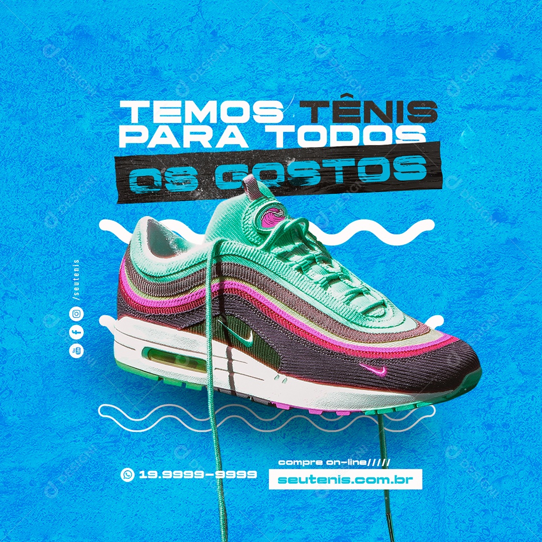 Temos Tênis para Todos os Gostos Loja de Tênis Social Media PSD Editável