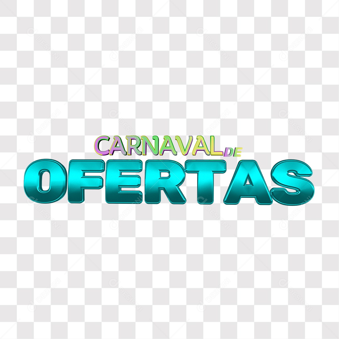 Carnaval de Ofertas Texto 3D Azul para Composição PNG Transparente