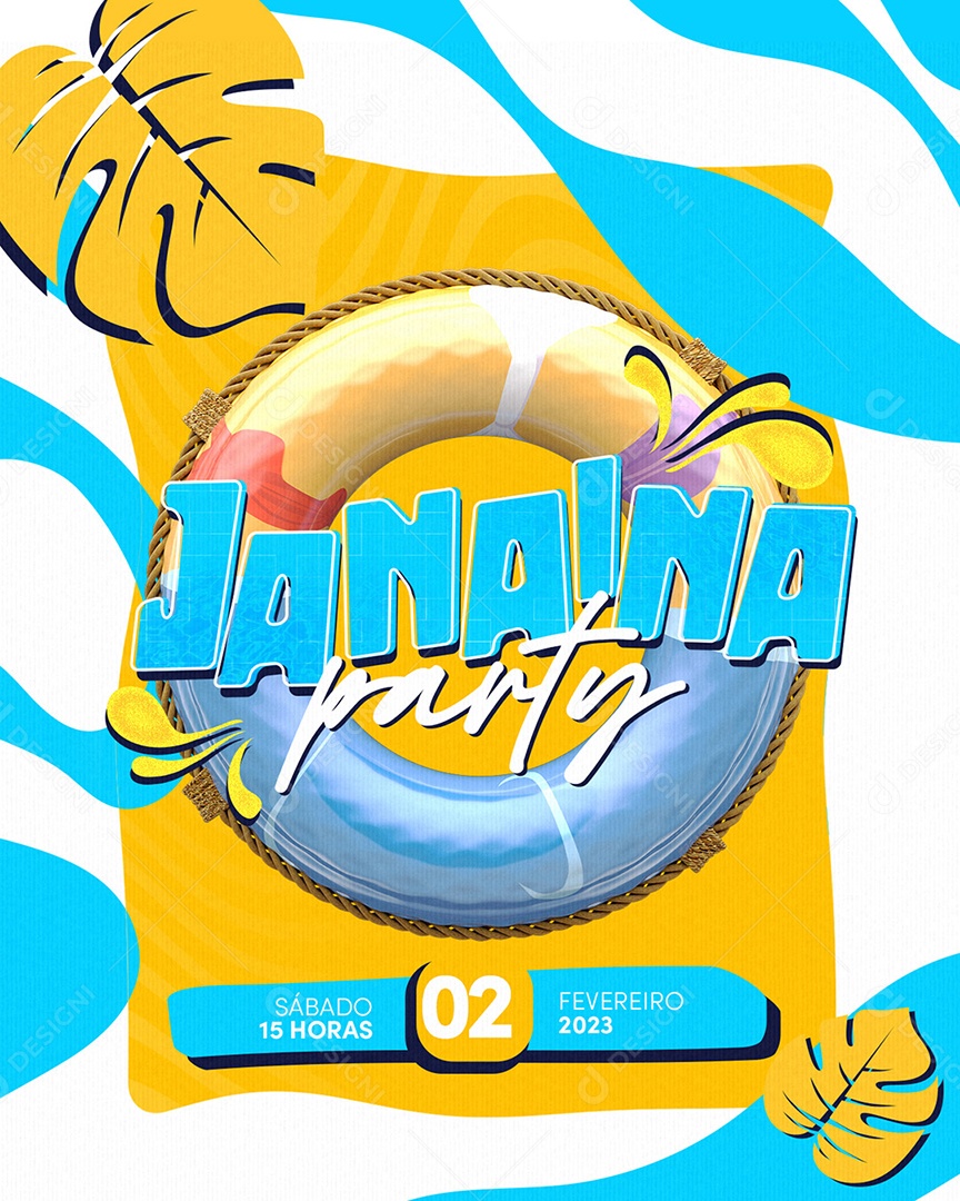 Modelo de Convite Festa na Piscina PSD Editável