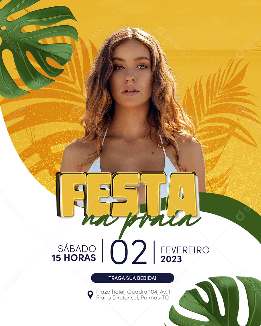 Modelo de Convite Festa na Praia PSD Editável