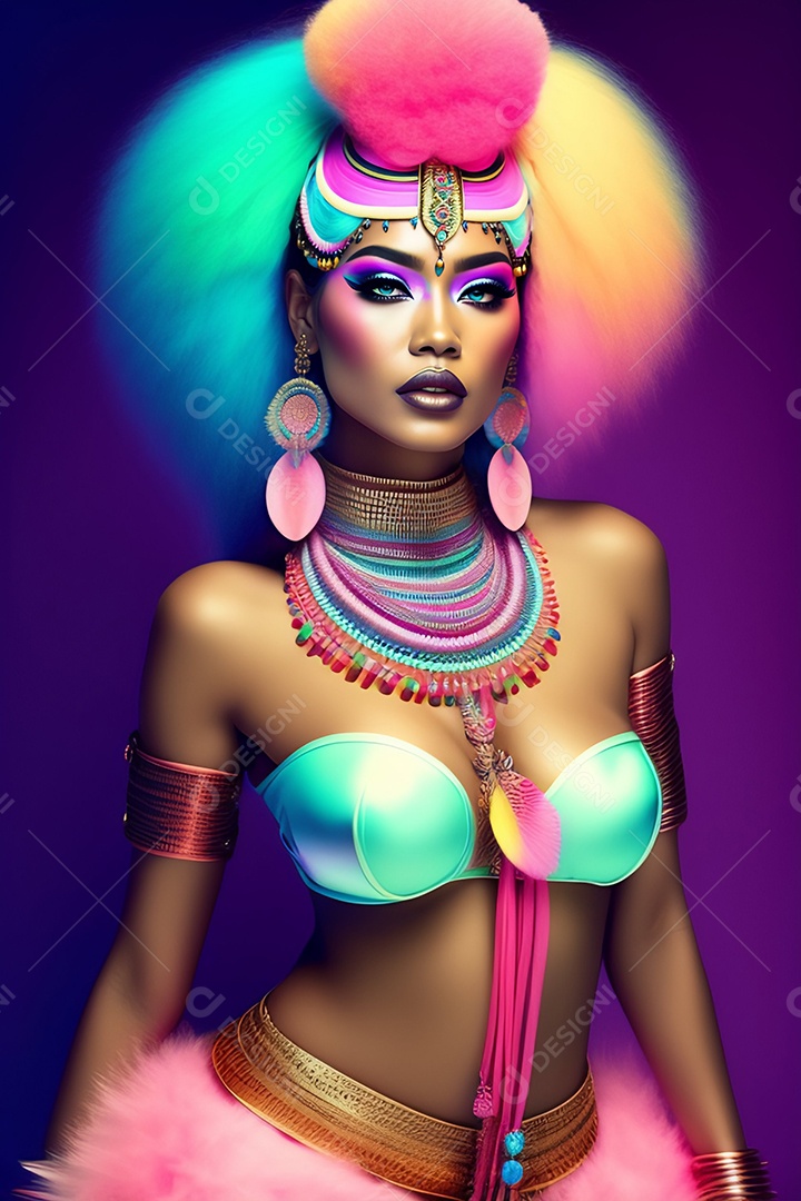 Linda mulher jovem usando fantasia de carnaval sobre fundo isolado