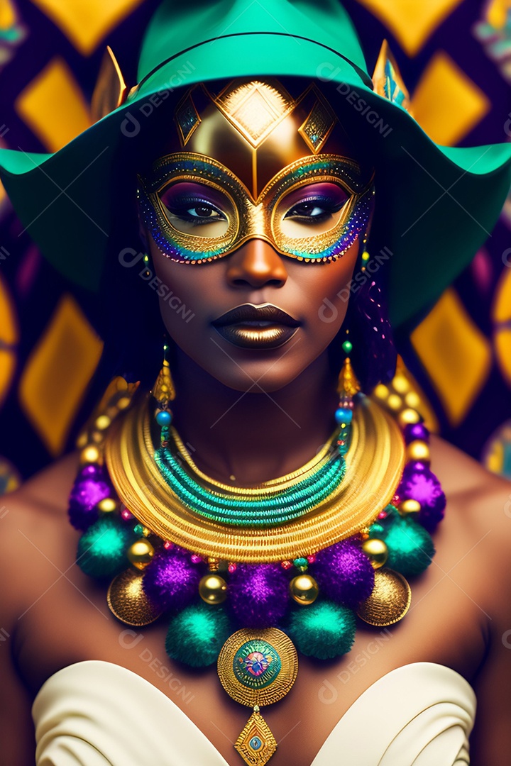 Linda mulher jovem usando fantasia de carnaval sobre fundo isolado