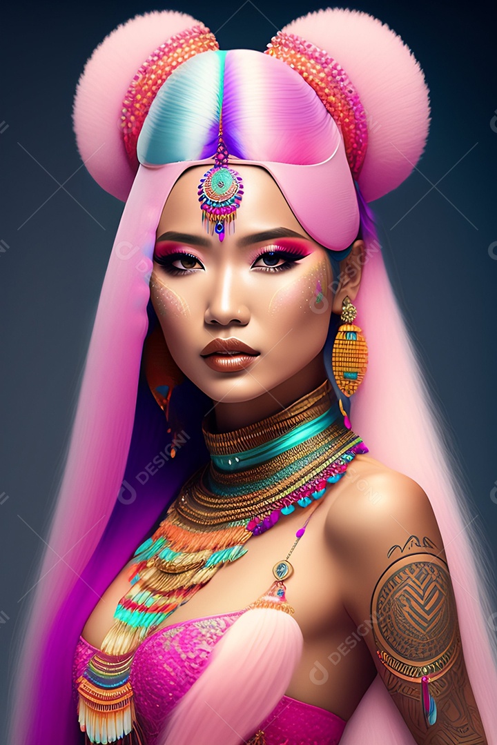 Linda mulher jovem usando fantasia de carnaval sobre fundo isolado