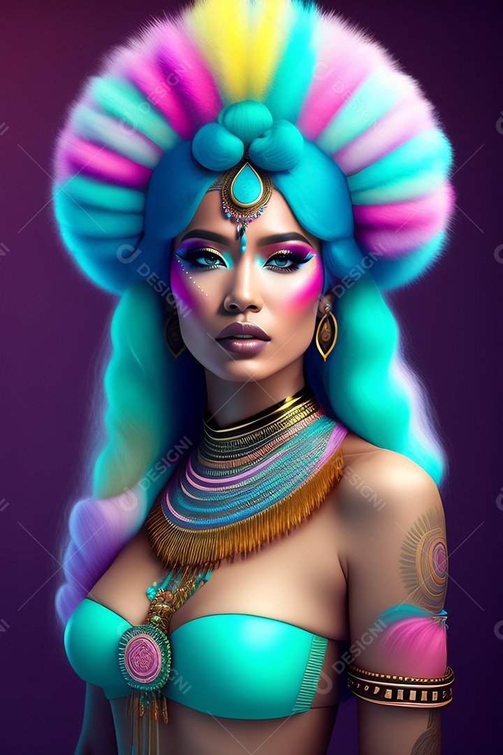 Linda mulher jovem usando fantasia de carnaval sobre fundo isolado