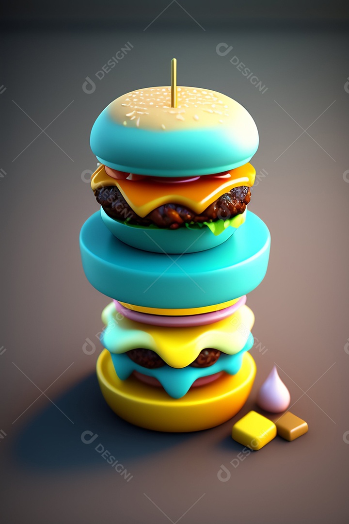 Hamburguer sobre fundo isolado Imagem artificial