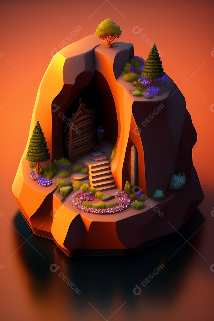 Montanhas de pedra com cavernas