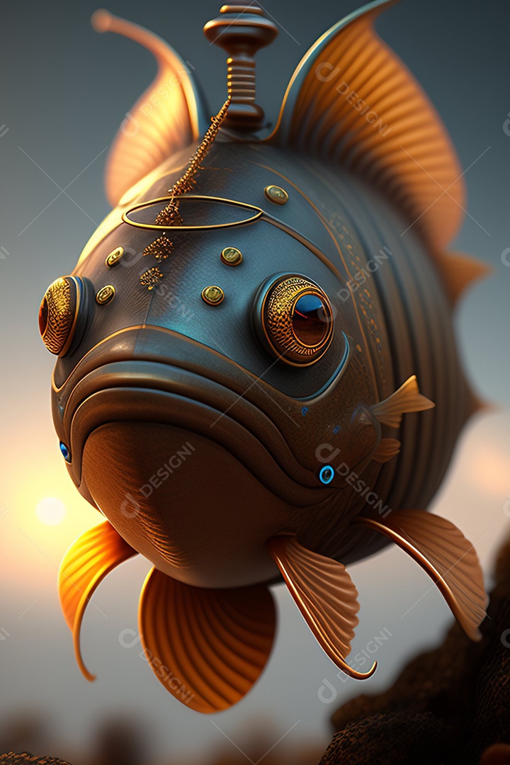 ilustração de peixe inteligência artificial
