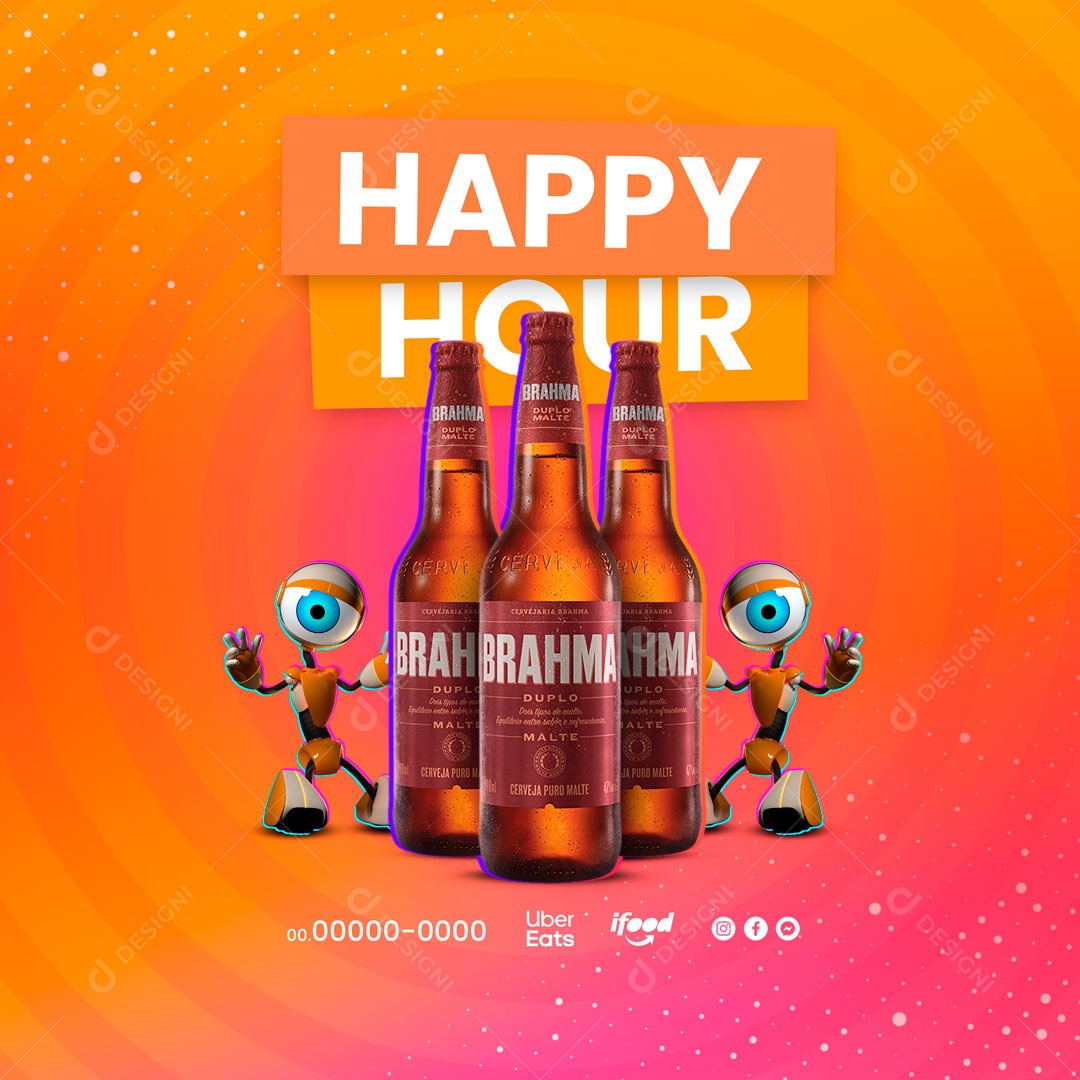 Happy Hour Com Cerveja Brahma Big Brother Social Media PSD Editável