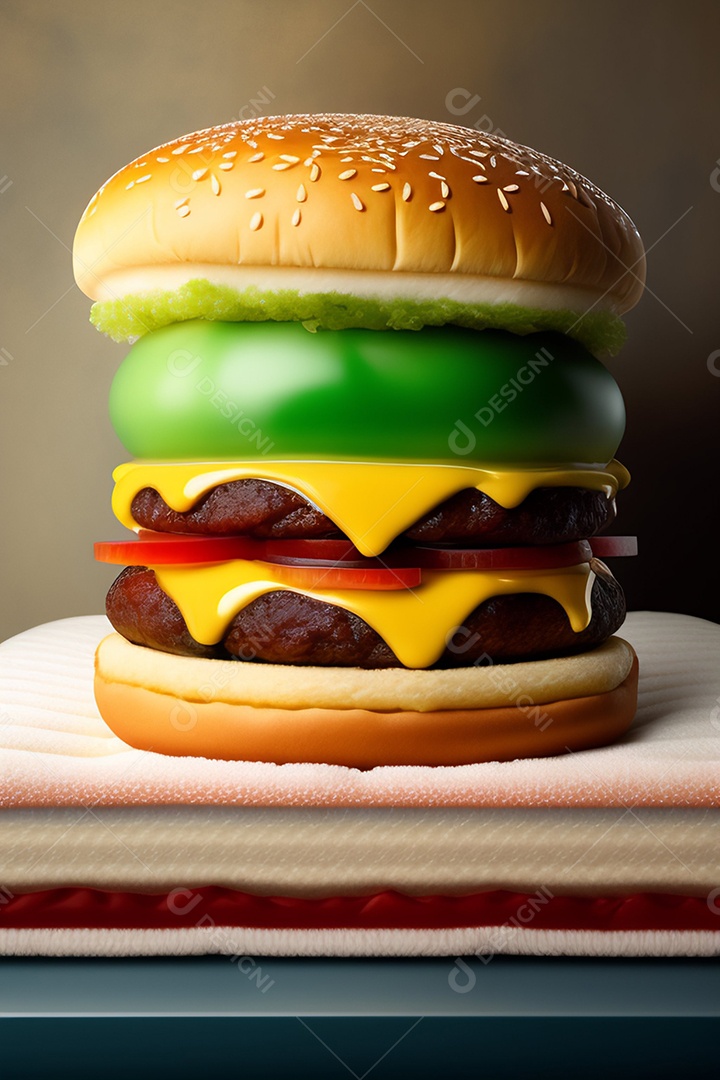 Hambúrguer sobre uma mesa madeira comida