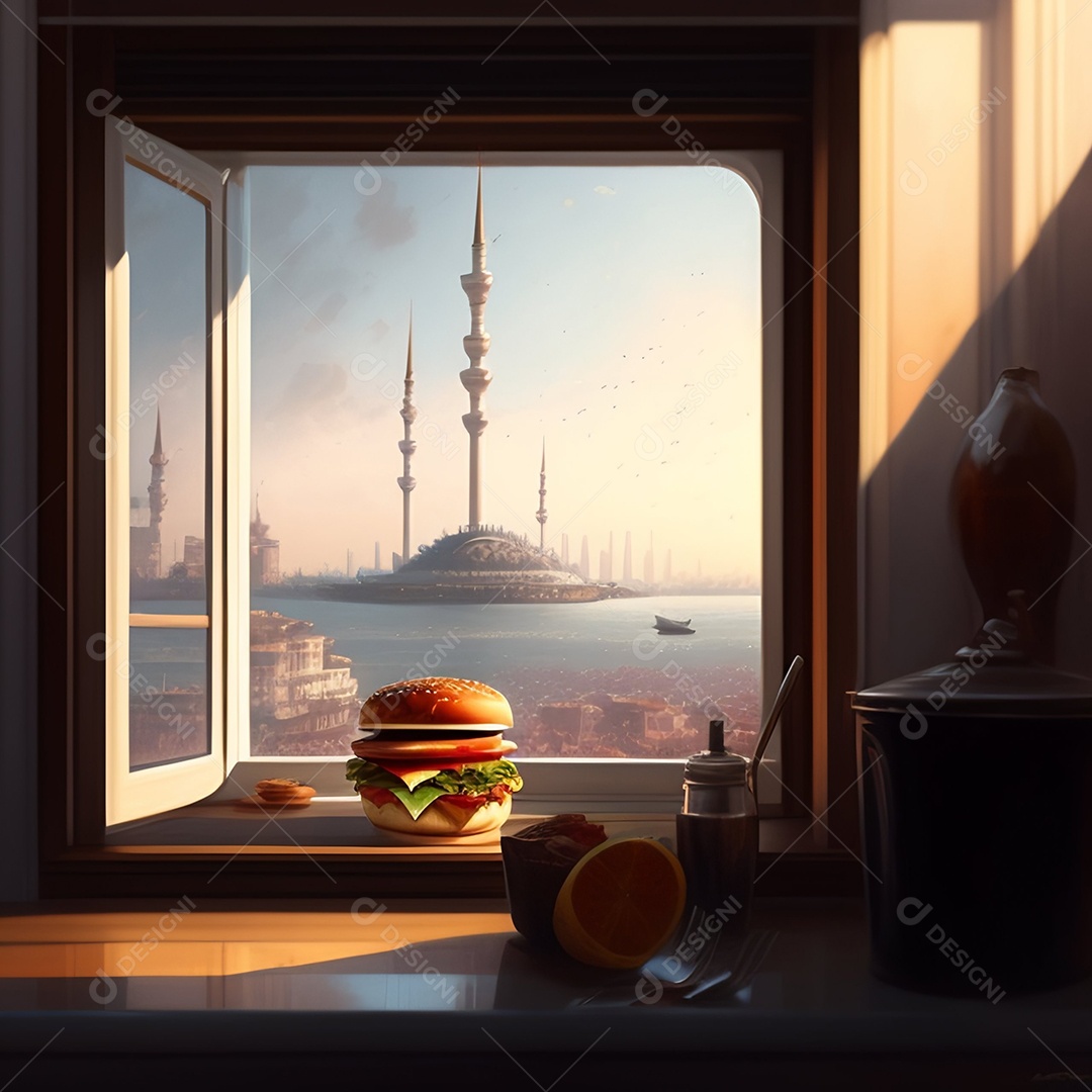 Hambúrguer sobre uma mesa madeira comida