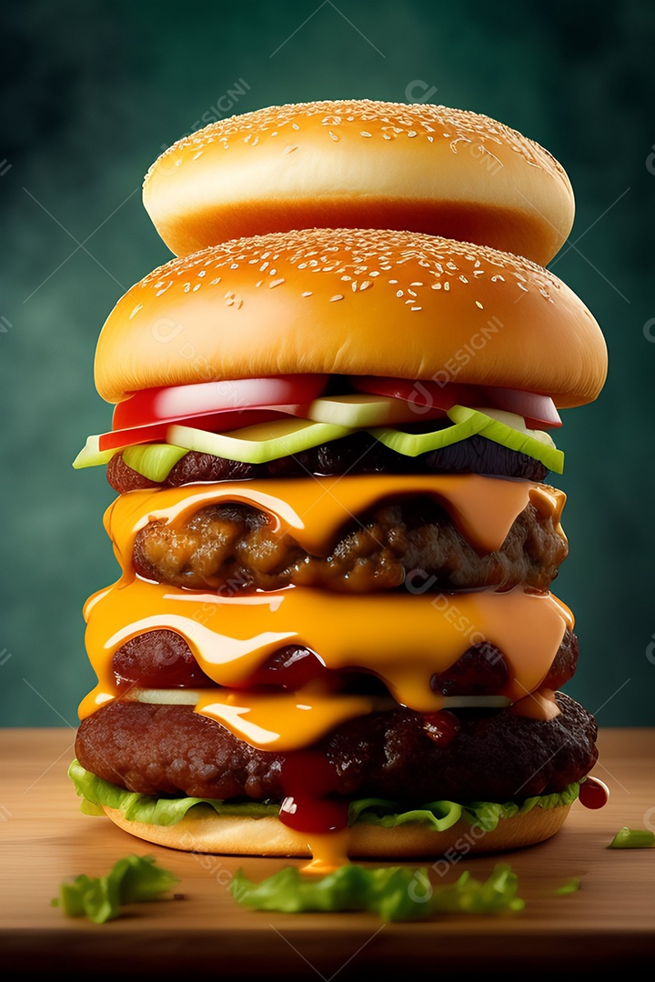 Hamburguer sobre uma mesa madeira comida