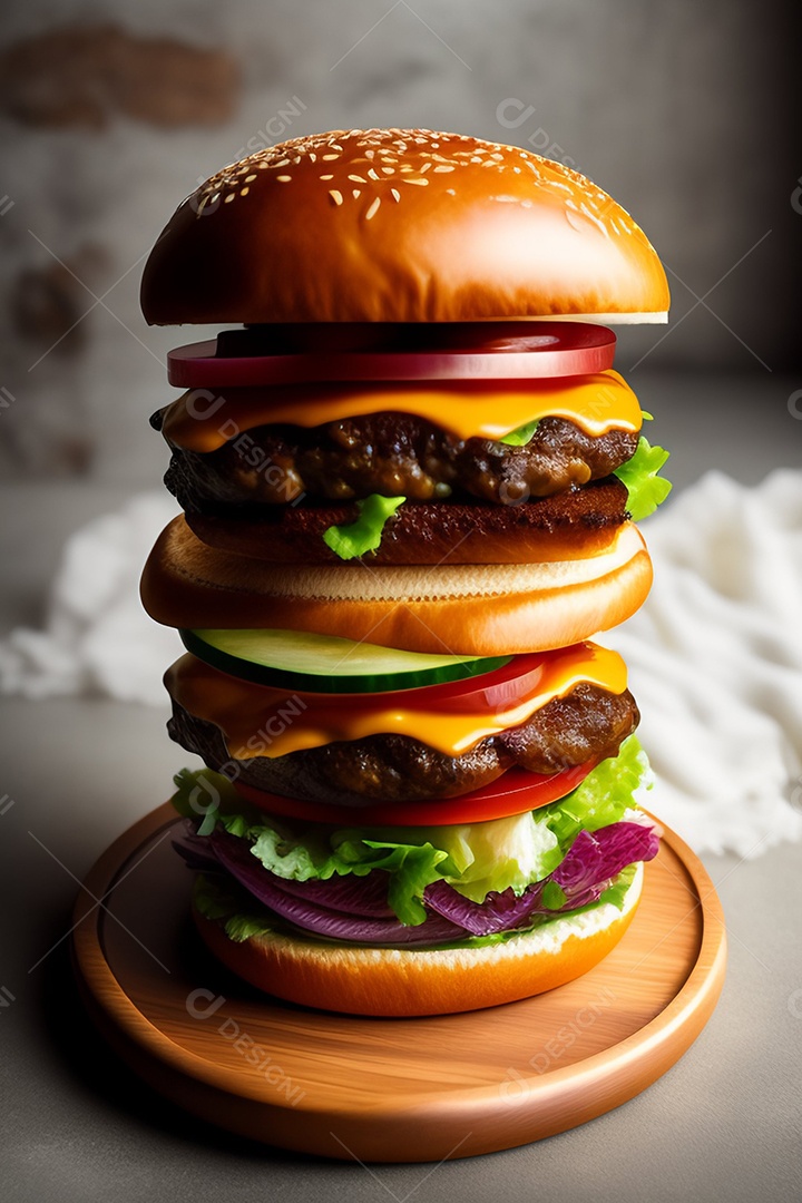 Hamburguer sobre uma mesa madeira comida