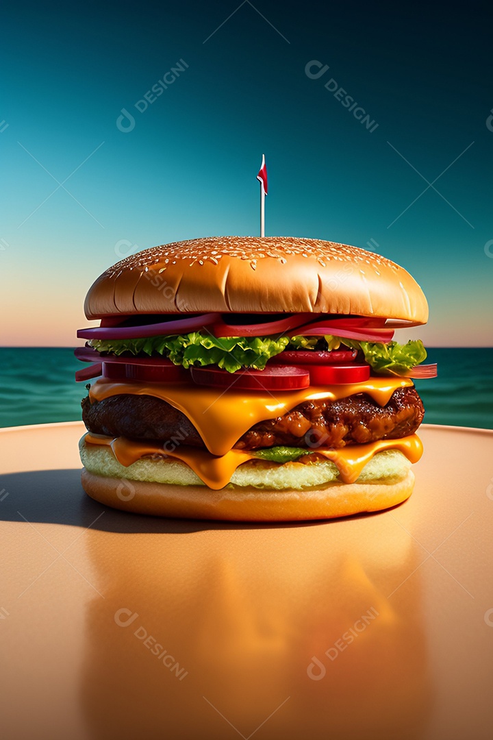 Hamburguer sobre uma mesa madeira comida