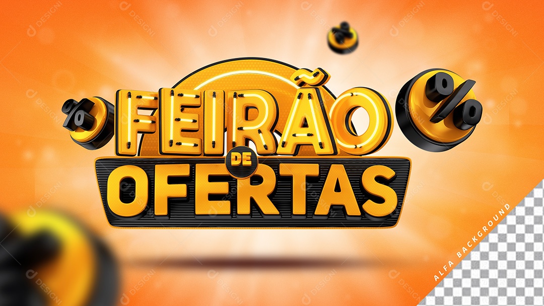 Selo 3D Feirão de Ofertas Para Composição PSD Para Composição
