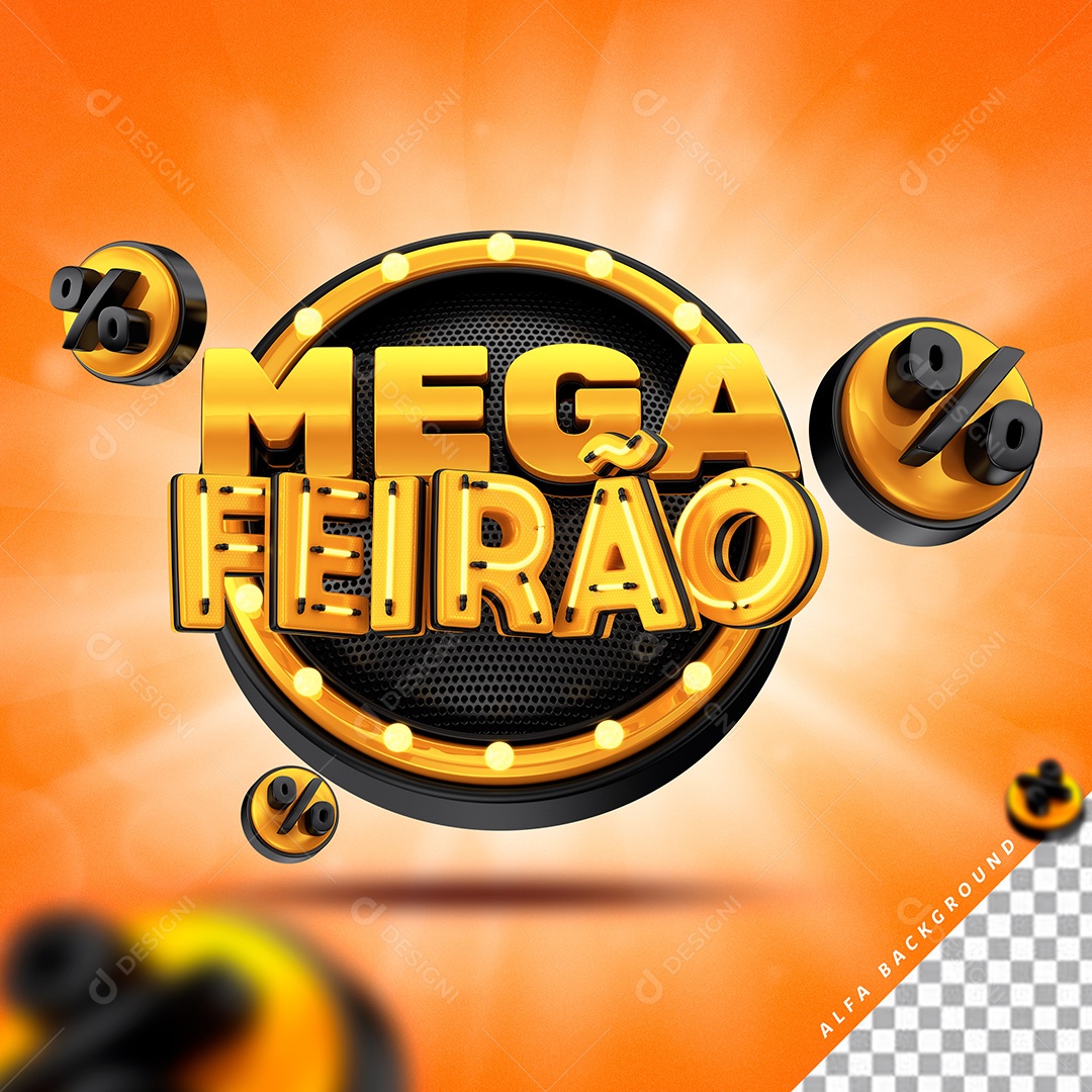 Selo 3D Mega Feirão Para Composição PSD Para Composição