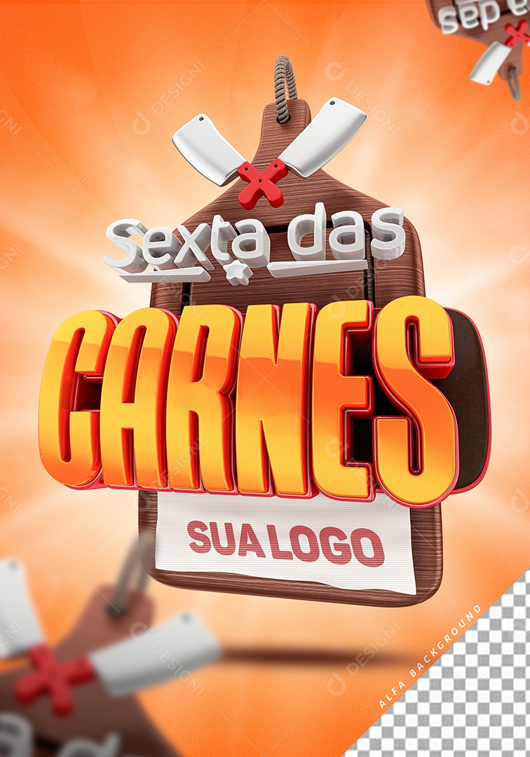 Selo 3D Sexta das Carnes Açougue Para Composição PSD Para Composição