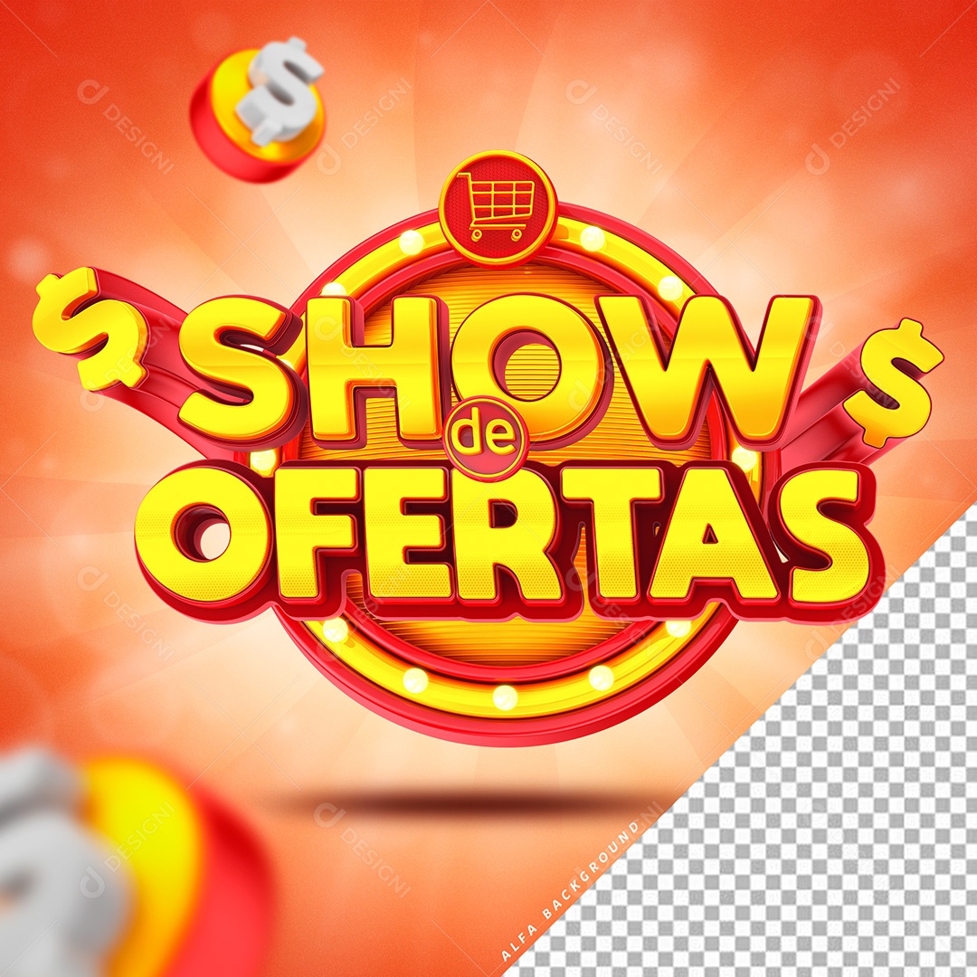 Selo 3D Show de Ofertas Para Composição PSD Para Composição