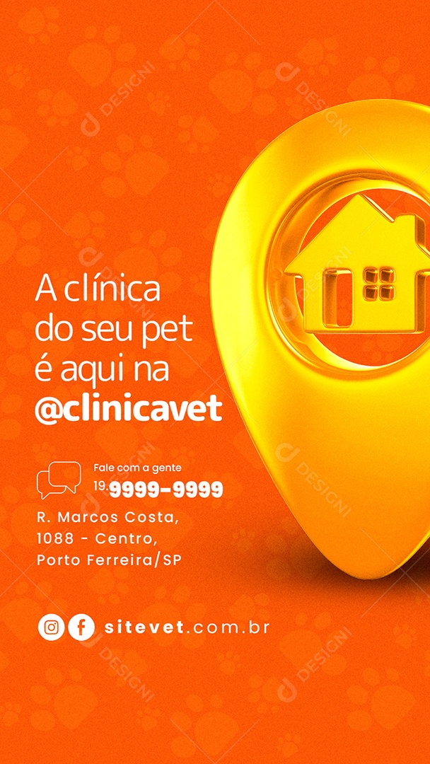 Story A Clínica do Seu Pet é Aqui na Clínica Veterinária Social Media PSD Editável