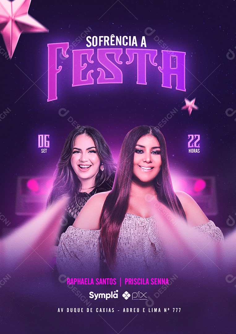 Sofrência a Festa Raphaela Santos Priscila Senna Flyer Social Media PSD Editável