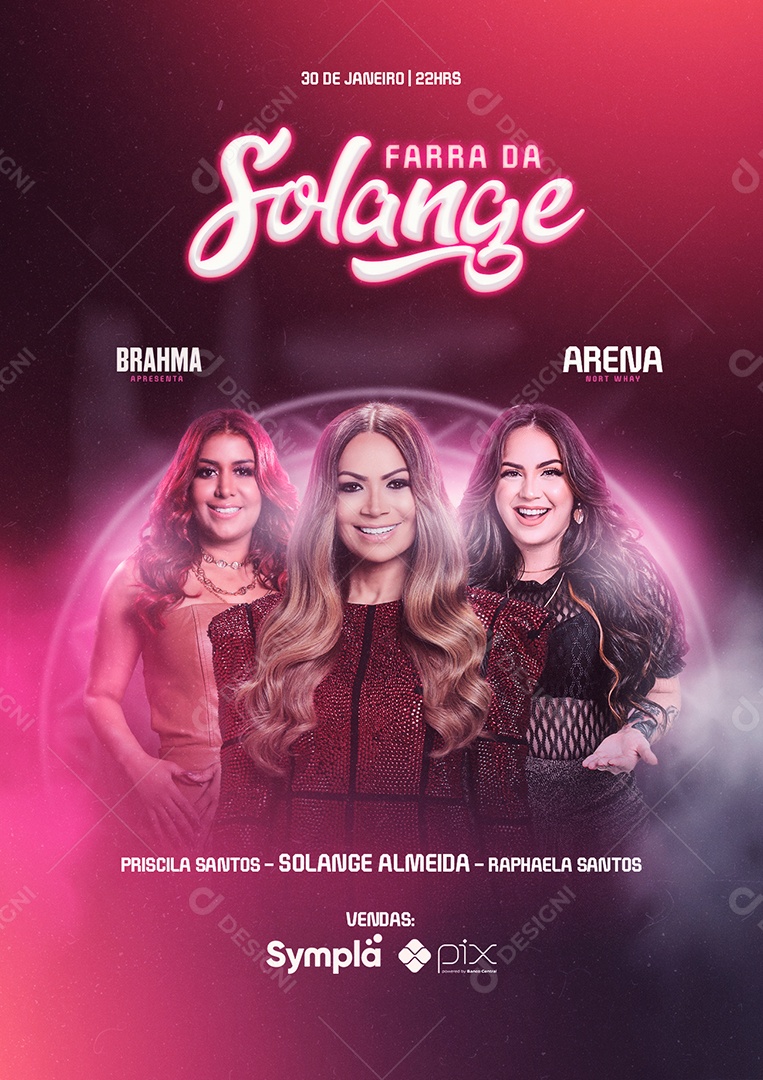 Farra da Solange Priscila Santos Solange Almeida Raphaela Santos Flyer Social Media PSD Editável