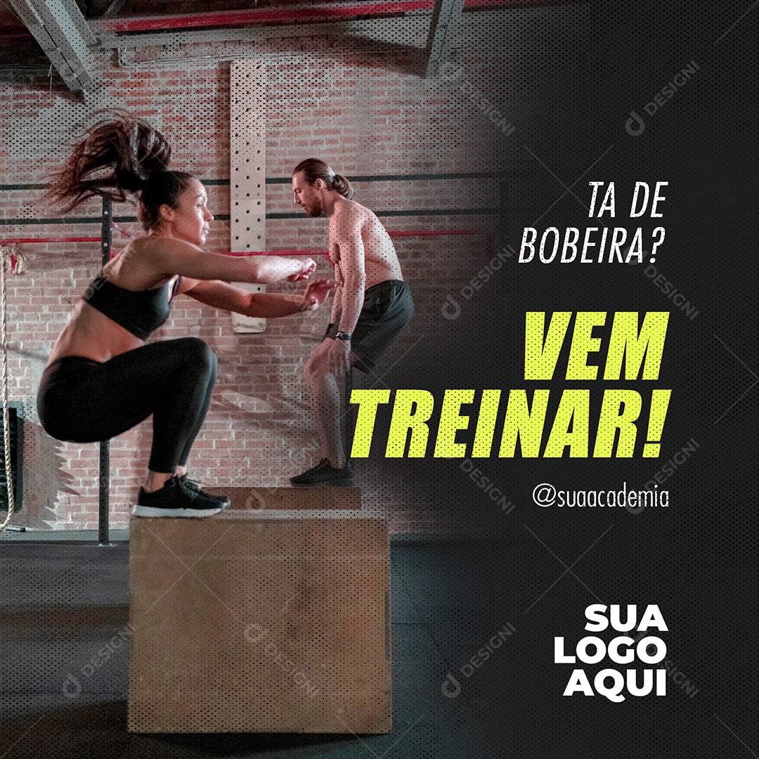 Post Academia Vem Treinar Social Media PSD Editável