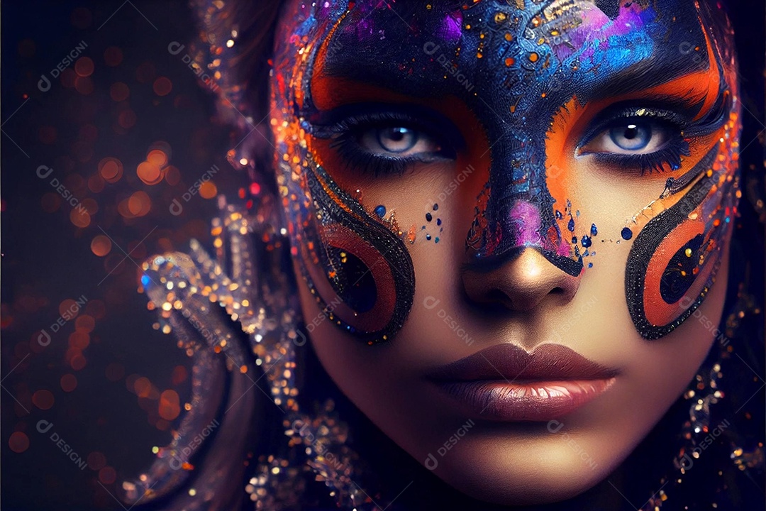 Linda mulher jovem usando fantasia de carnaval sobre fundo isolado