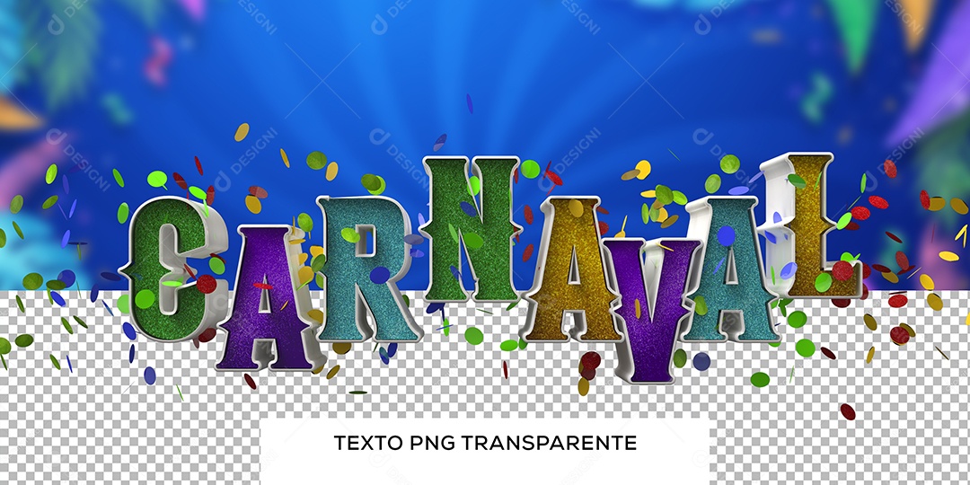 Carnaval Selo 3D Colorido para Composição PSD