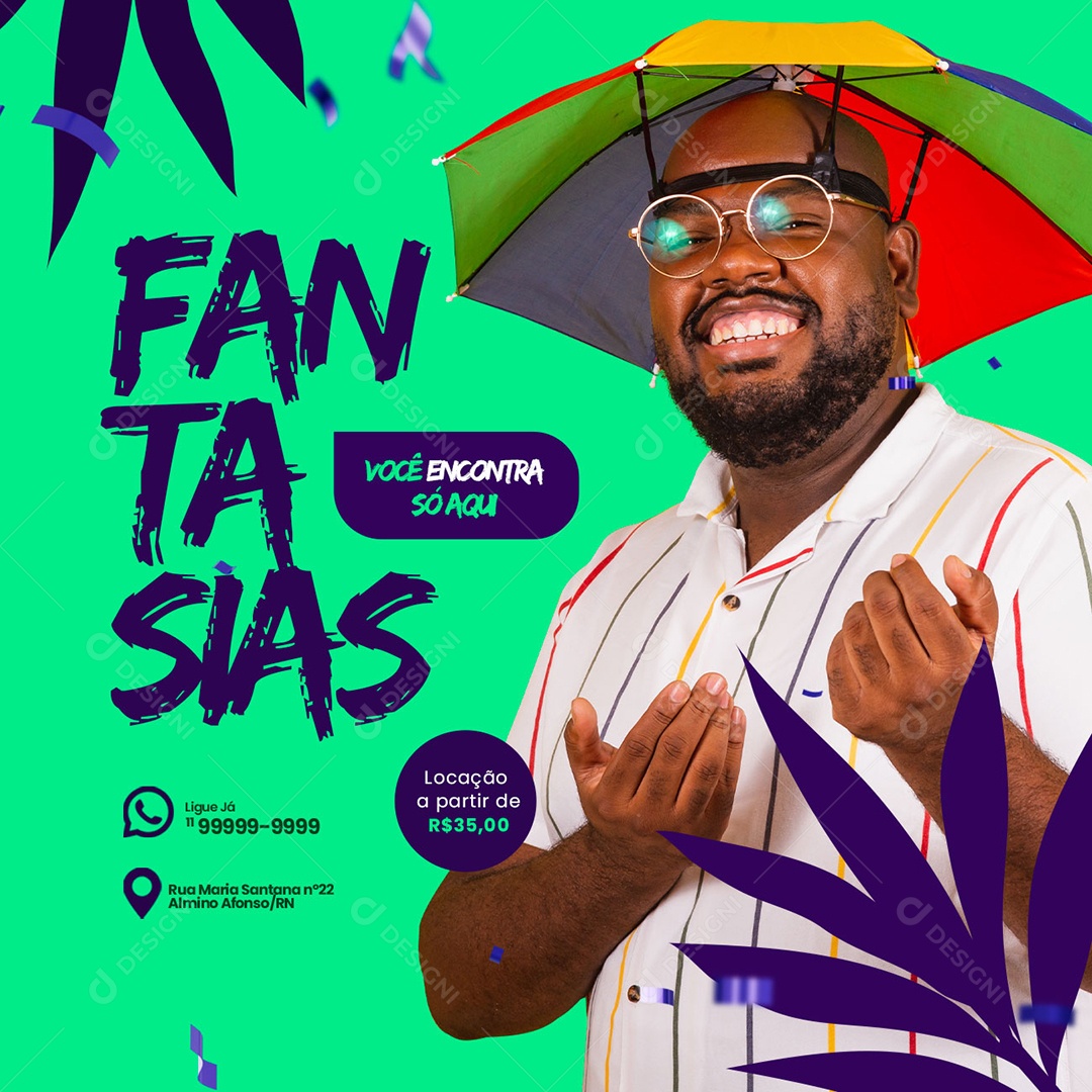 Fantasias Você Encontra só Aqui Aluguel de Fantasias Social Media PSD Editável