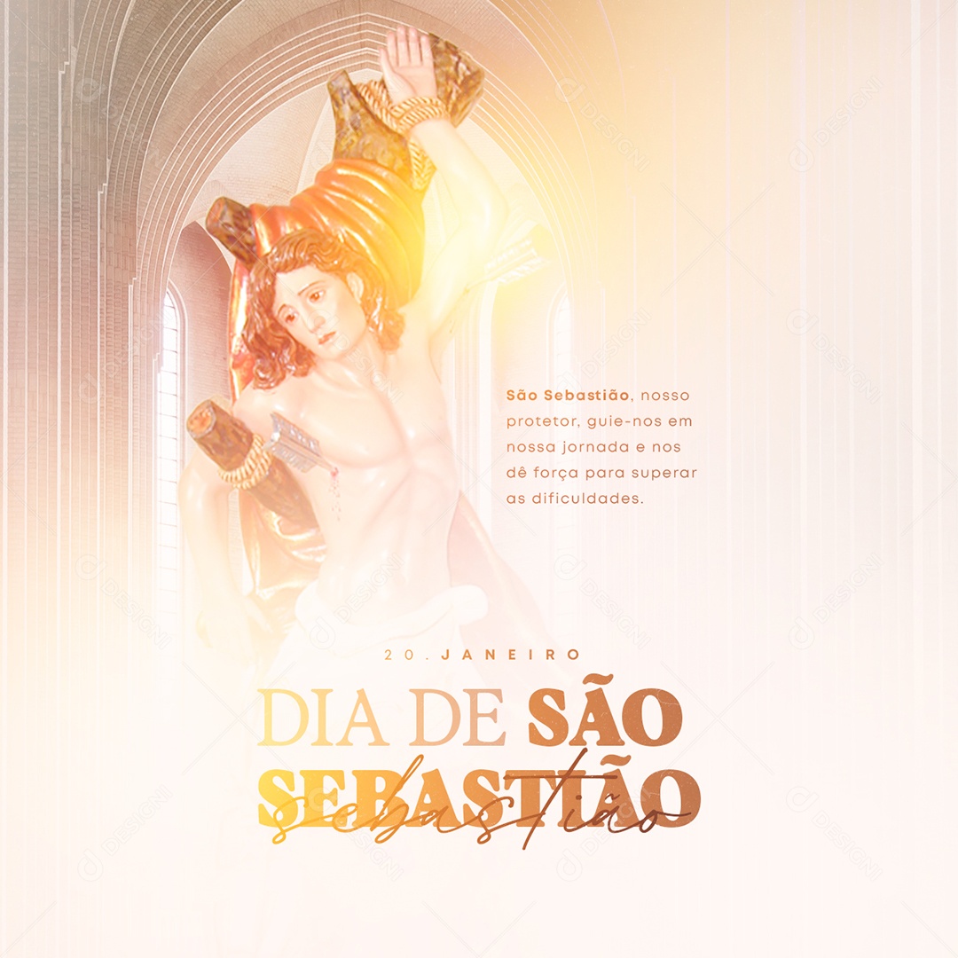 Nosso Protetor Guie Nos em Nossa Jornada Dia de São Sebastião Social Media PSD Editável