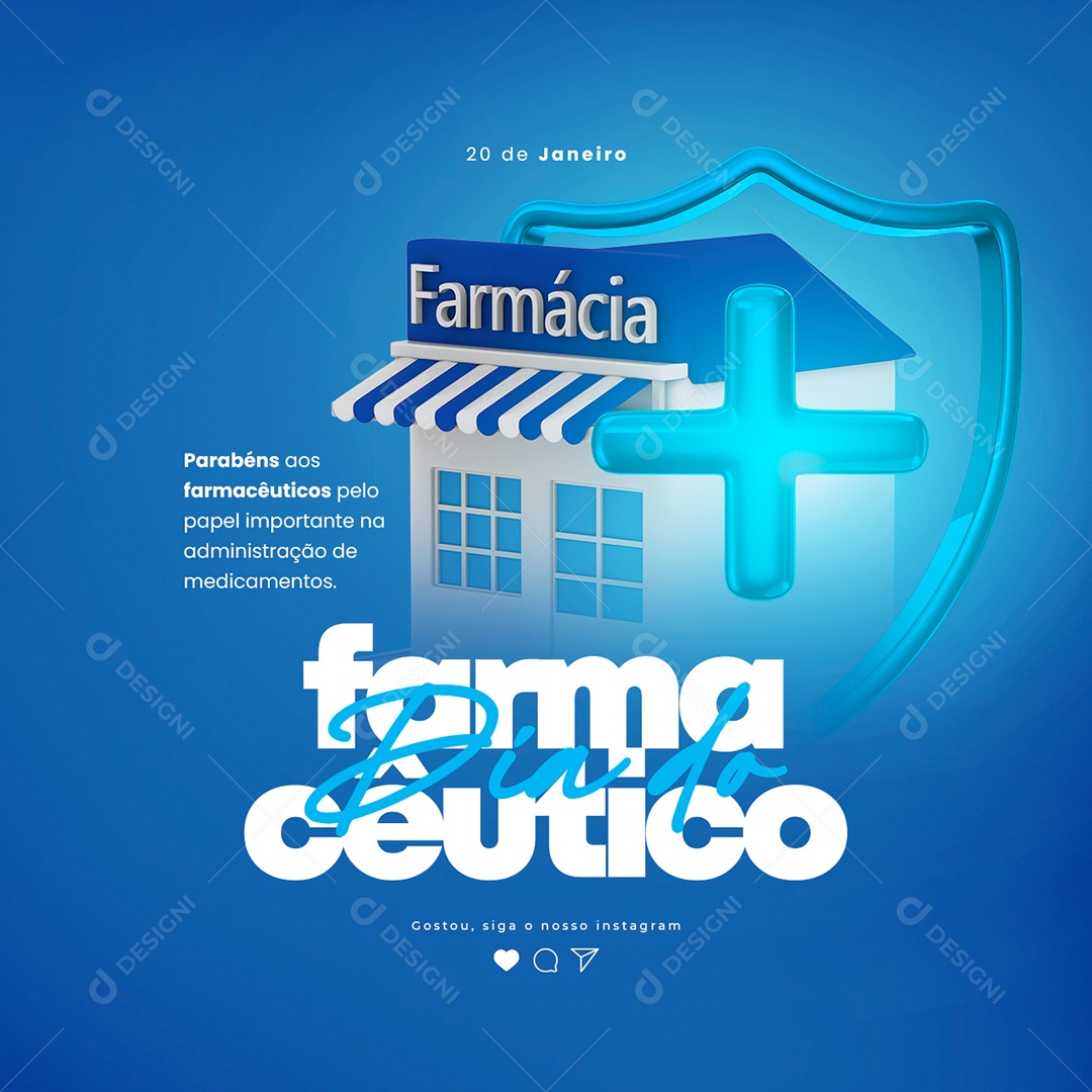 Parabéns aos Farmacêuticos pelo Papel Importante 20 de Janeiro Social Media PSD Editável