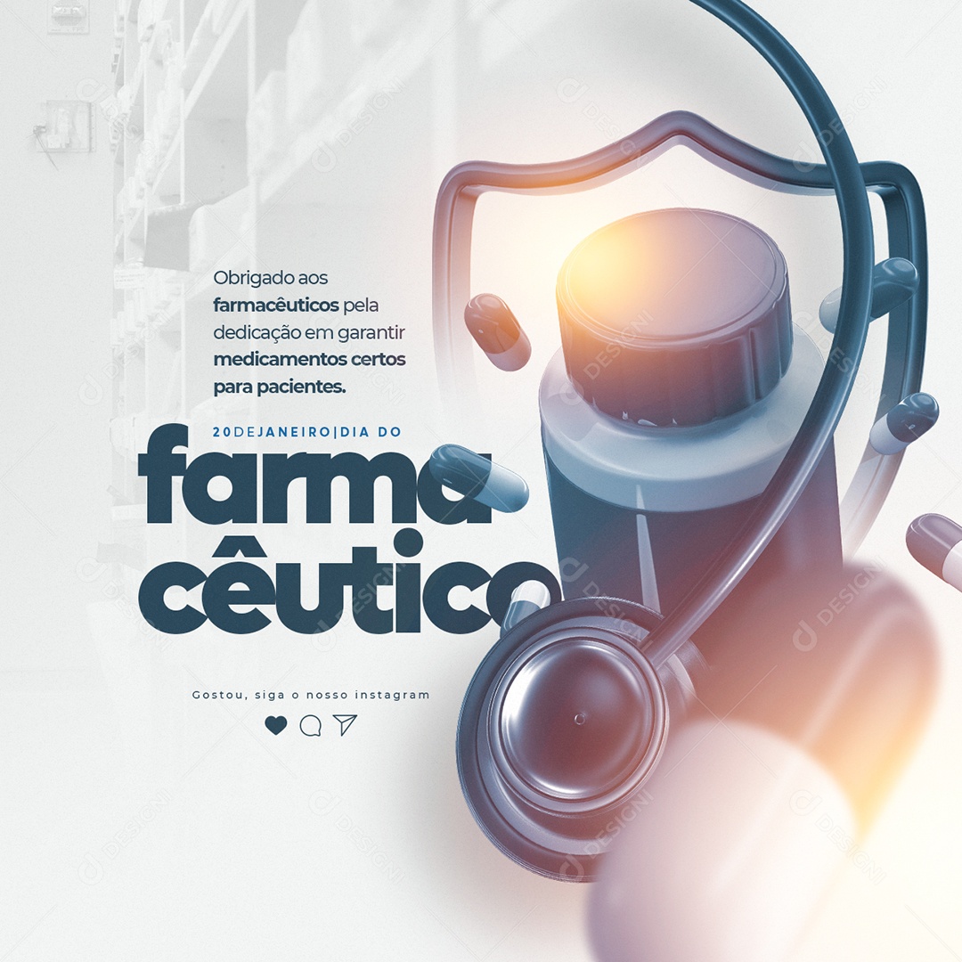 Obrigado aos Farmacêuticos Pela Dedicação Dia do Farmacêutico Social Media PSD Editável