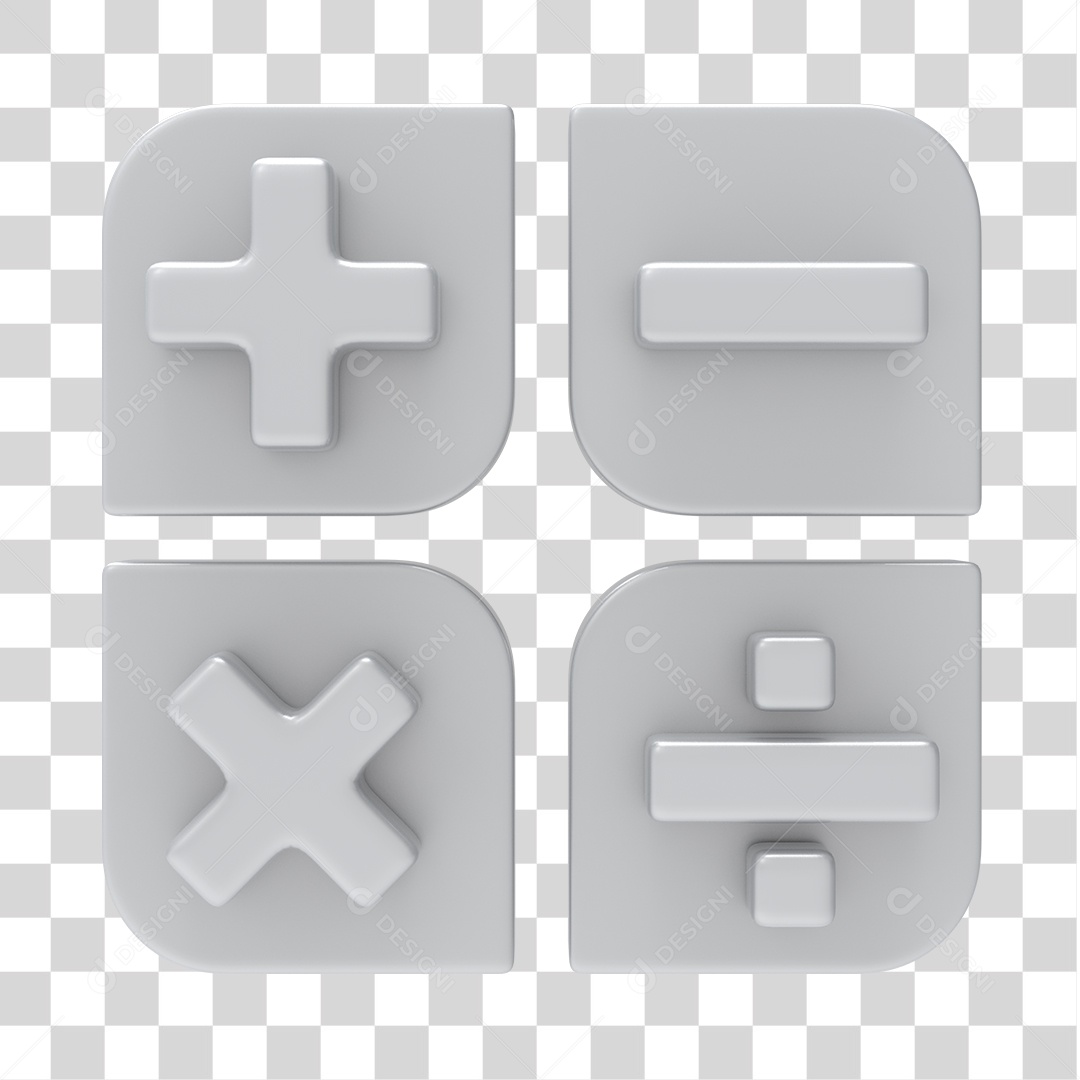 Ícones de Calculadora Branco 3D Para Composição PNG Transparente