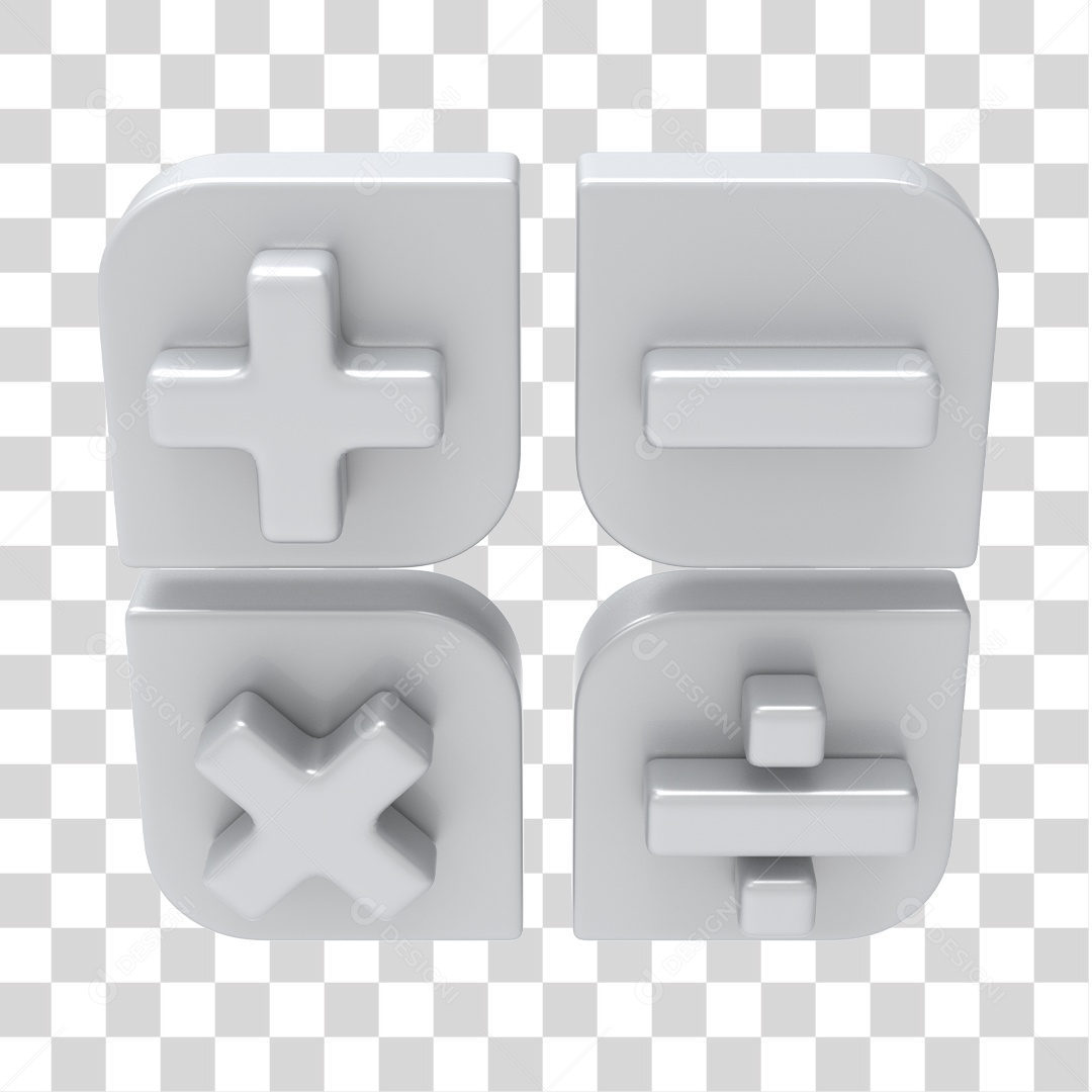 Ícones de Calculadora Branco 3D Para Composição PNG Transparente