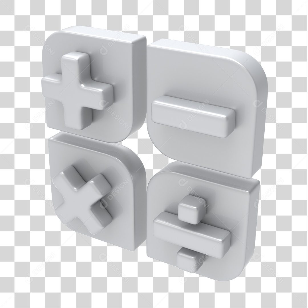 Ícones de Calculadora Branco 3D Para Composição PNG Transparente