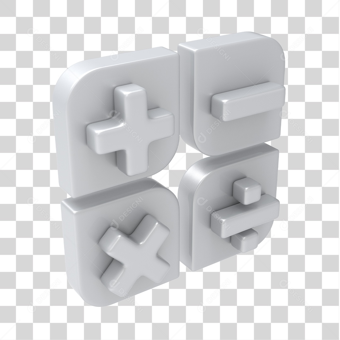 Ícones de Calculadora Branco 3D Para Composição PNG Transparente