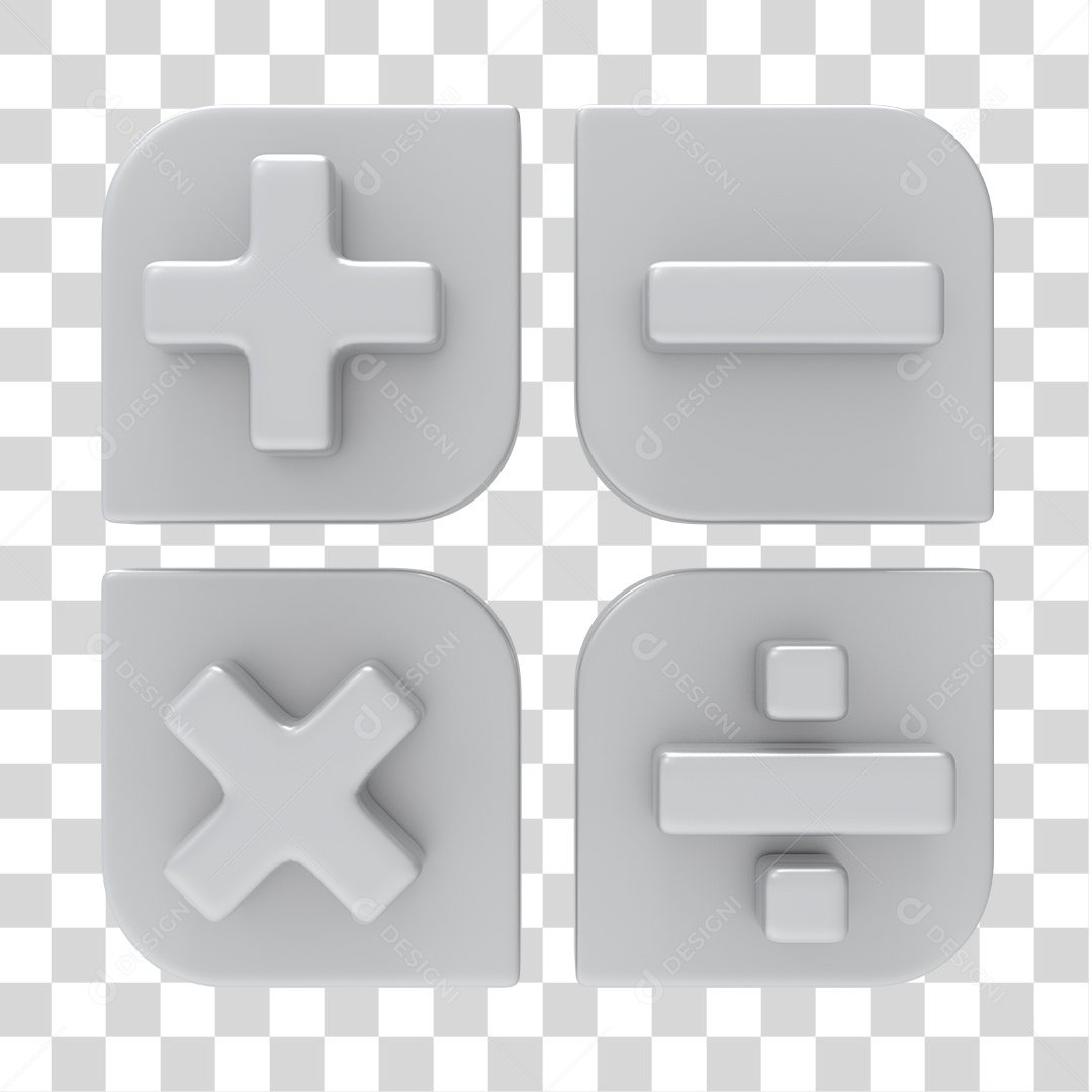 Ícones de Calculadora Branco 3D Para Composição PNG Transparente