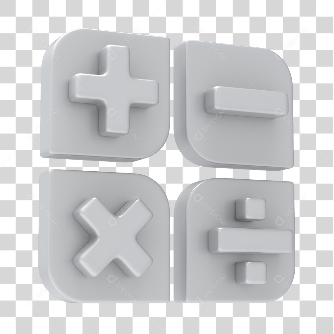 Ícones de Calculadora Branco 3D Para Composição PNG Transparente