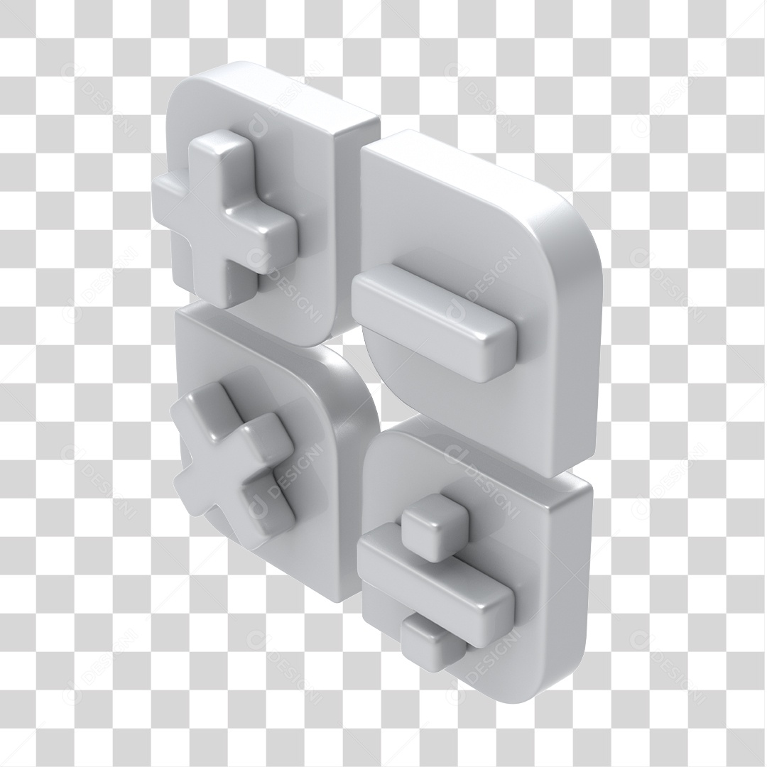 Ícones de Calculadora Branco 3D Para Composição PNG Transparente