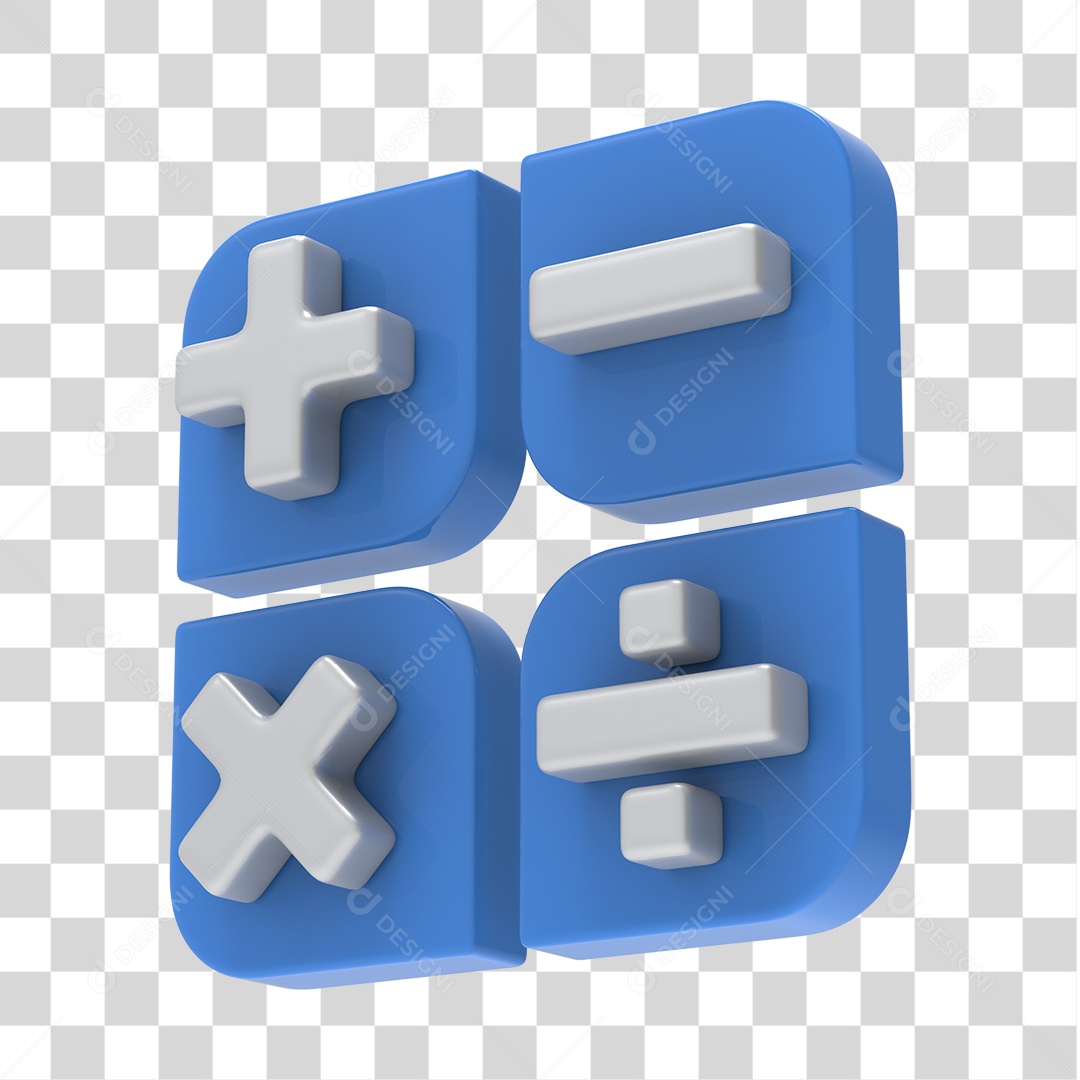 Ícones de Calculadora Azul e Branco 3D Para Composição PNG Transparente