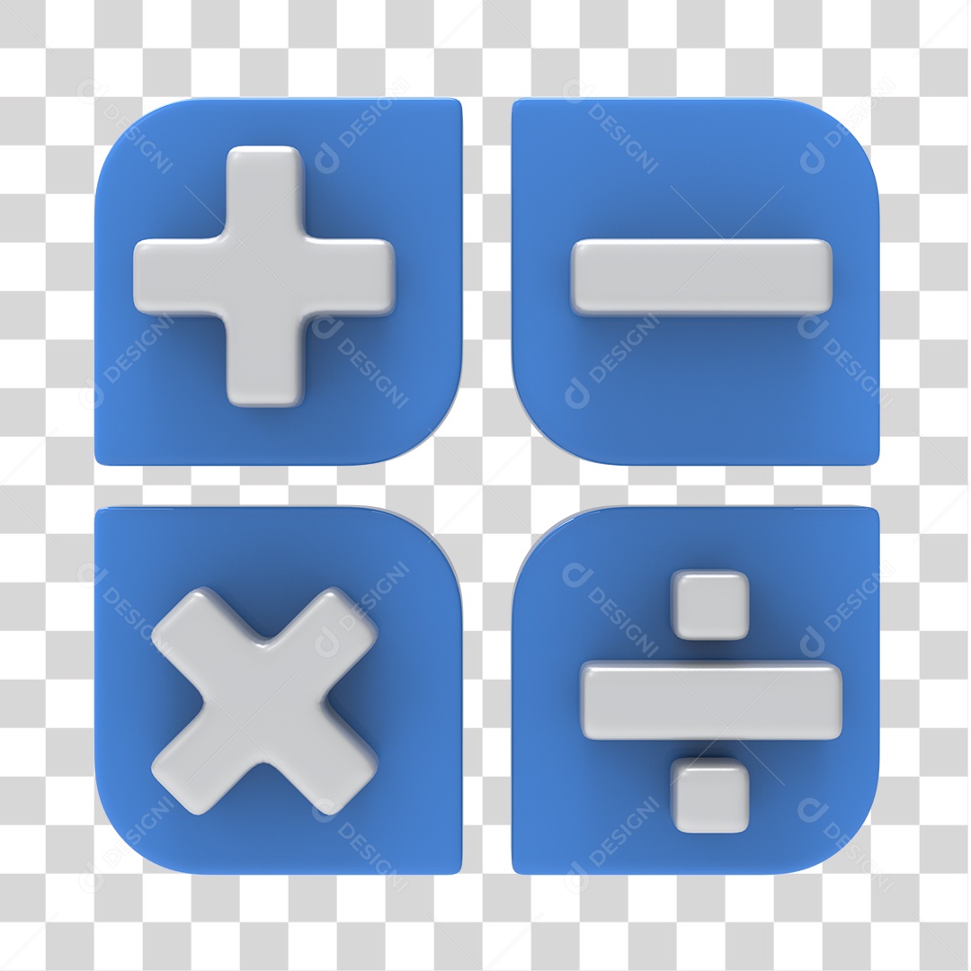 Ícones de Calculadora Azul e Branco 3D Para Composição PNG Transparente