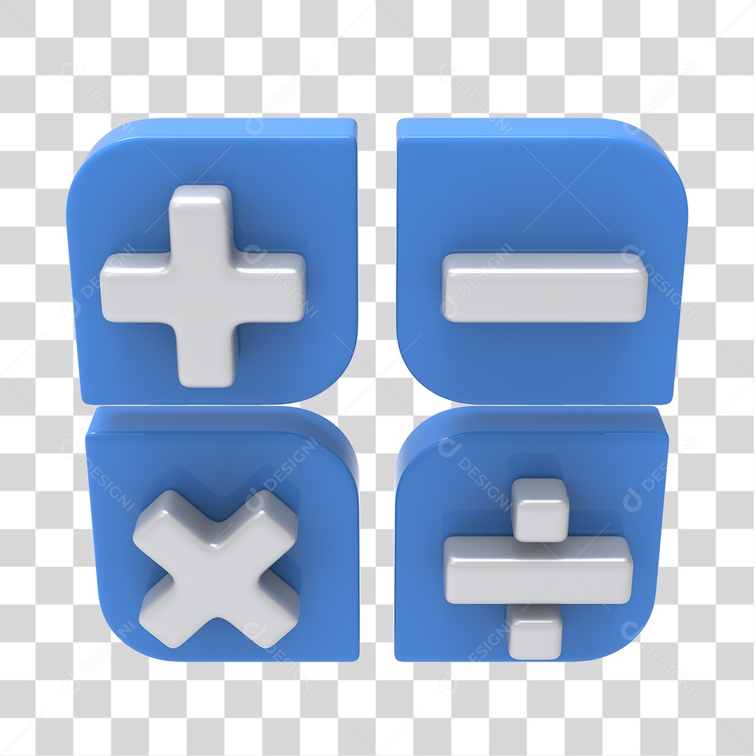Ícones de Calculadora Azul e Branco 3D Para Composição PNG Transparente
