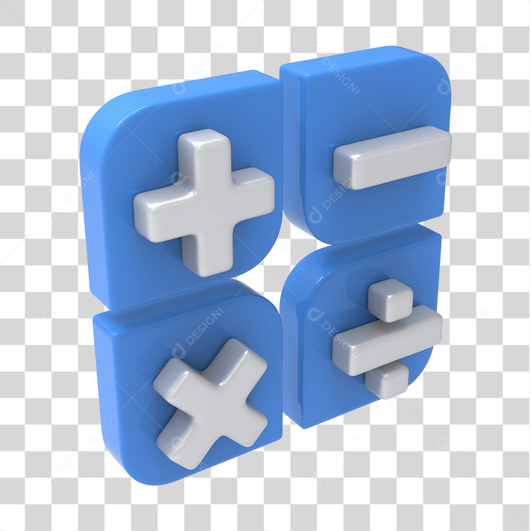 Ícones de Calculadora Azul e Branco 3D Para Composição PNG Transparente