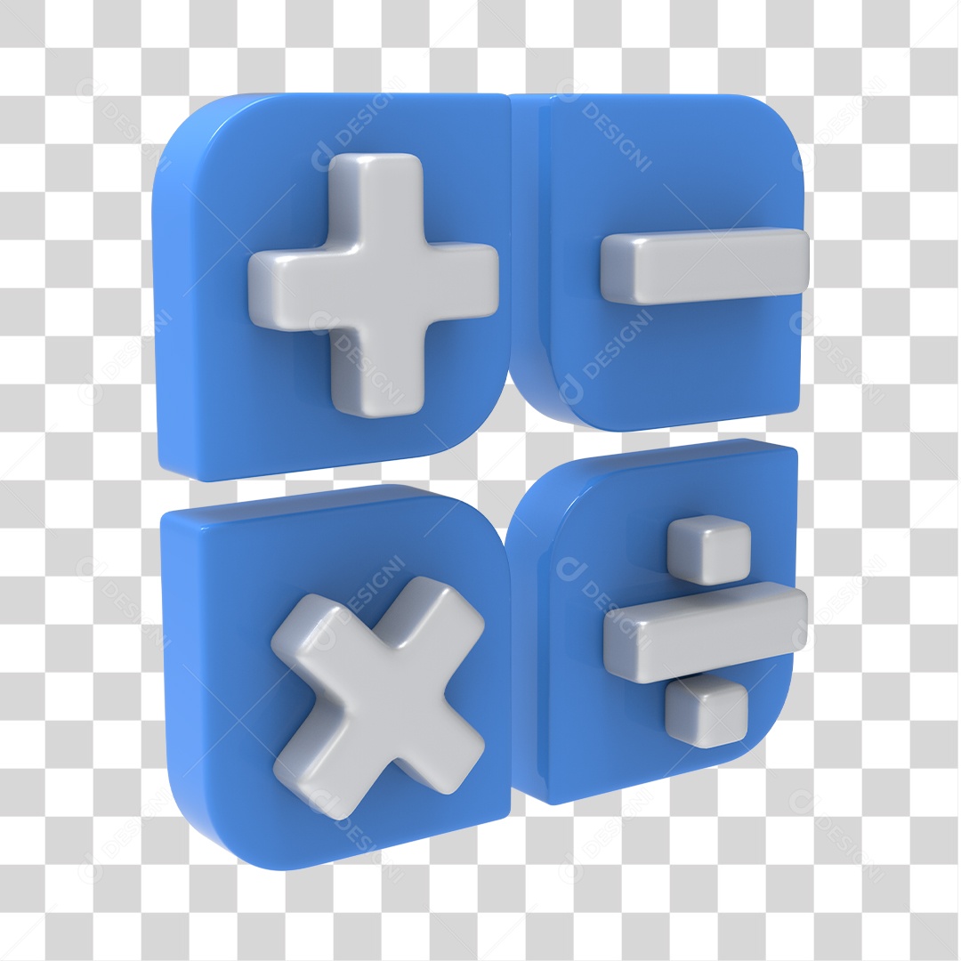 Ícones de Calculadora Azul e Branco 3D Para Composição PNG Transparente