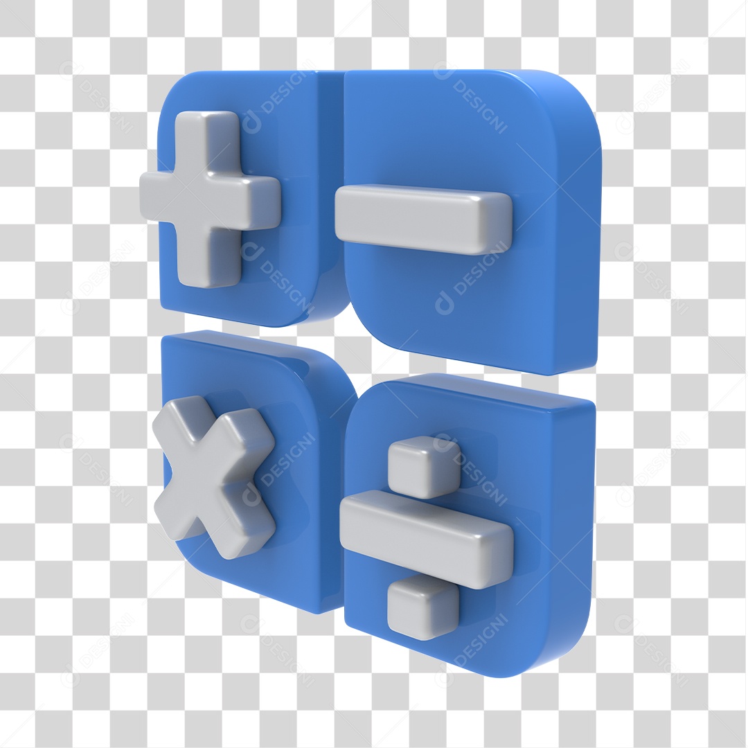 Ícones de Calculadora Azul e Branco 3D Para Composição PNG Transparente
